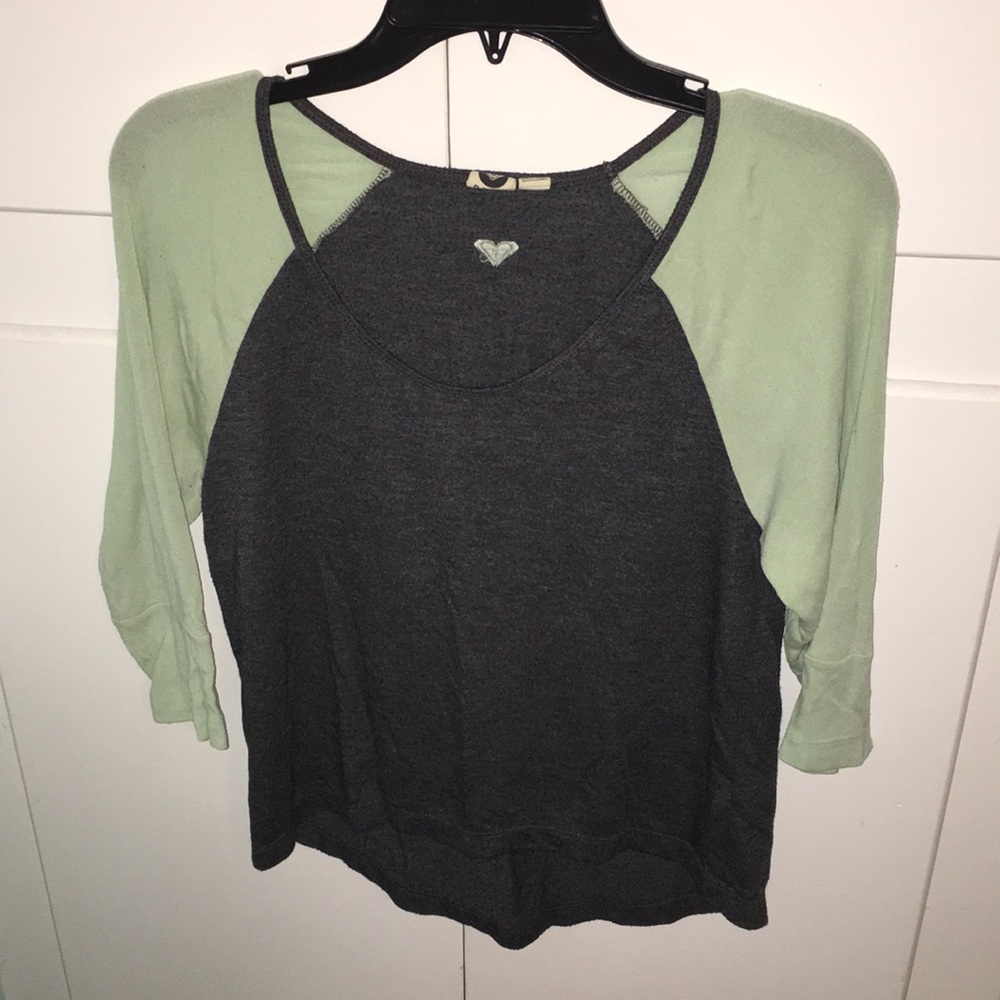 Mint & grey quarter sleeve roxy top